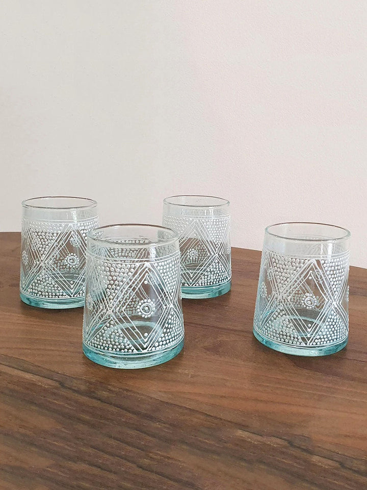 Handcrafted Mouth Blown Beldi Decorated Glasses | Set of 6 Libitii Cabinets & Storage LIB1024-4