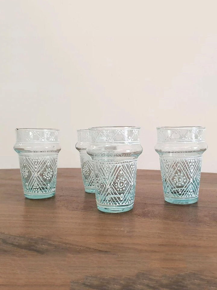 Handcrafted Mouth Blown Beldi Decorated Glasses Set of 6