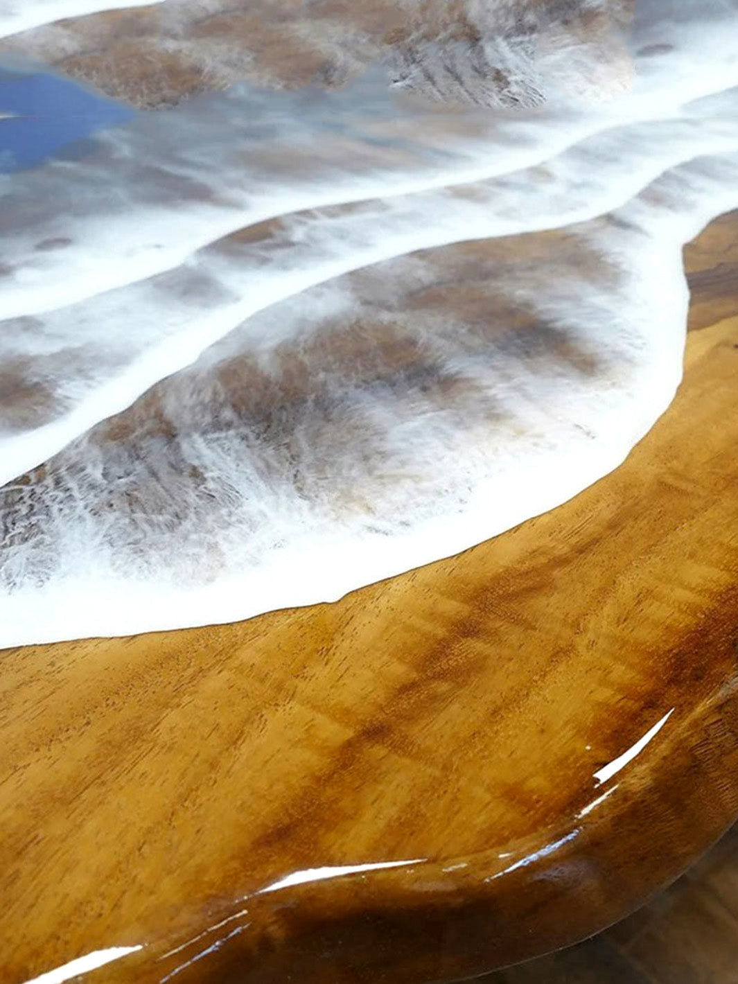 Handcrafted River Beach Epoxy Resin Wooden Dining Table | 180x80cm