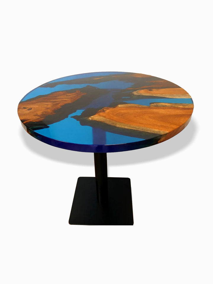Luxurious Circular Handcrafted River Beach Epoxy Resin Wooden Dining Table | 80cm Made 4 Decor Tables MDR0017