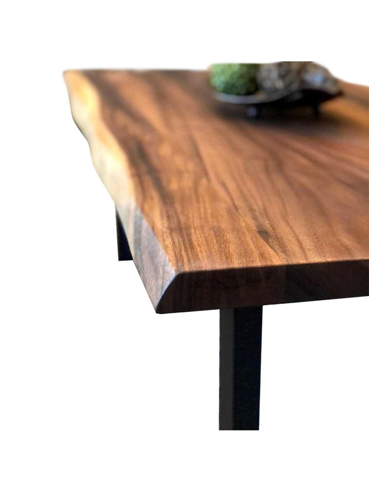 Modern Coffee Table Solid Walnut Wood Top Metal U-Shaped Legs Multiple Sizes