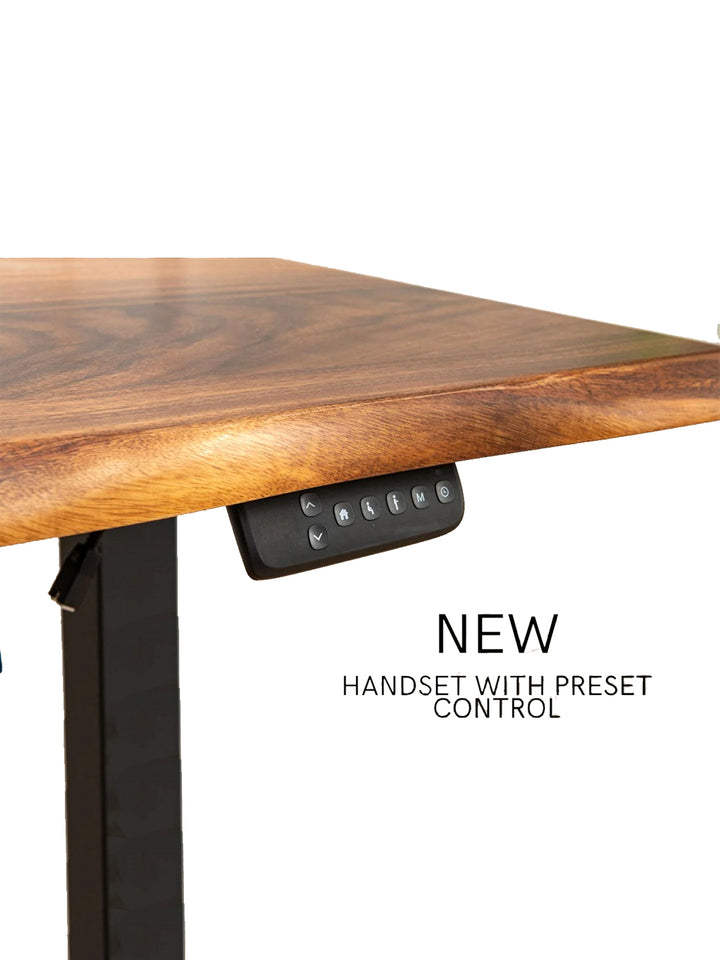 Modern Standing Desk Brown Walnut Wood Top Electric Adjustable White Legs | Multiple Sizes