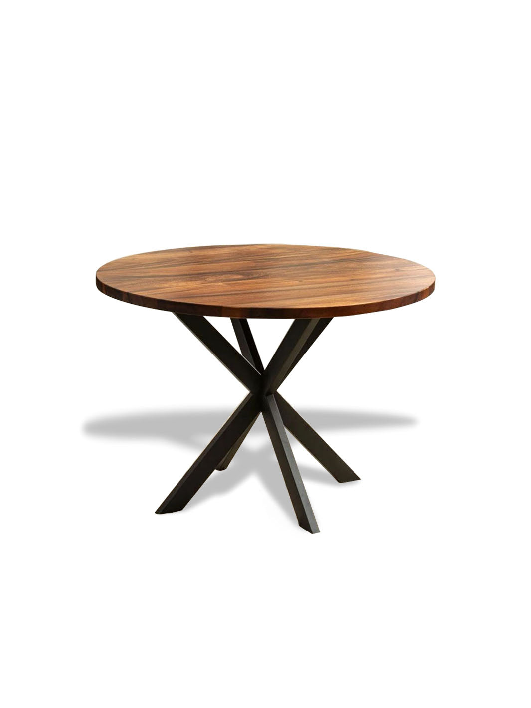 Handcrafted Modern Round Dining Table Dark Brown Walnut Wood Metal Spider Legs 42" D x 30" H