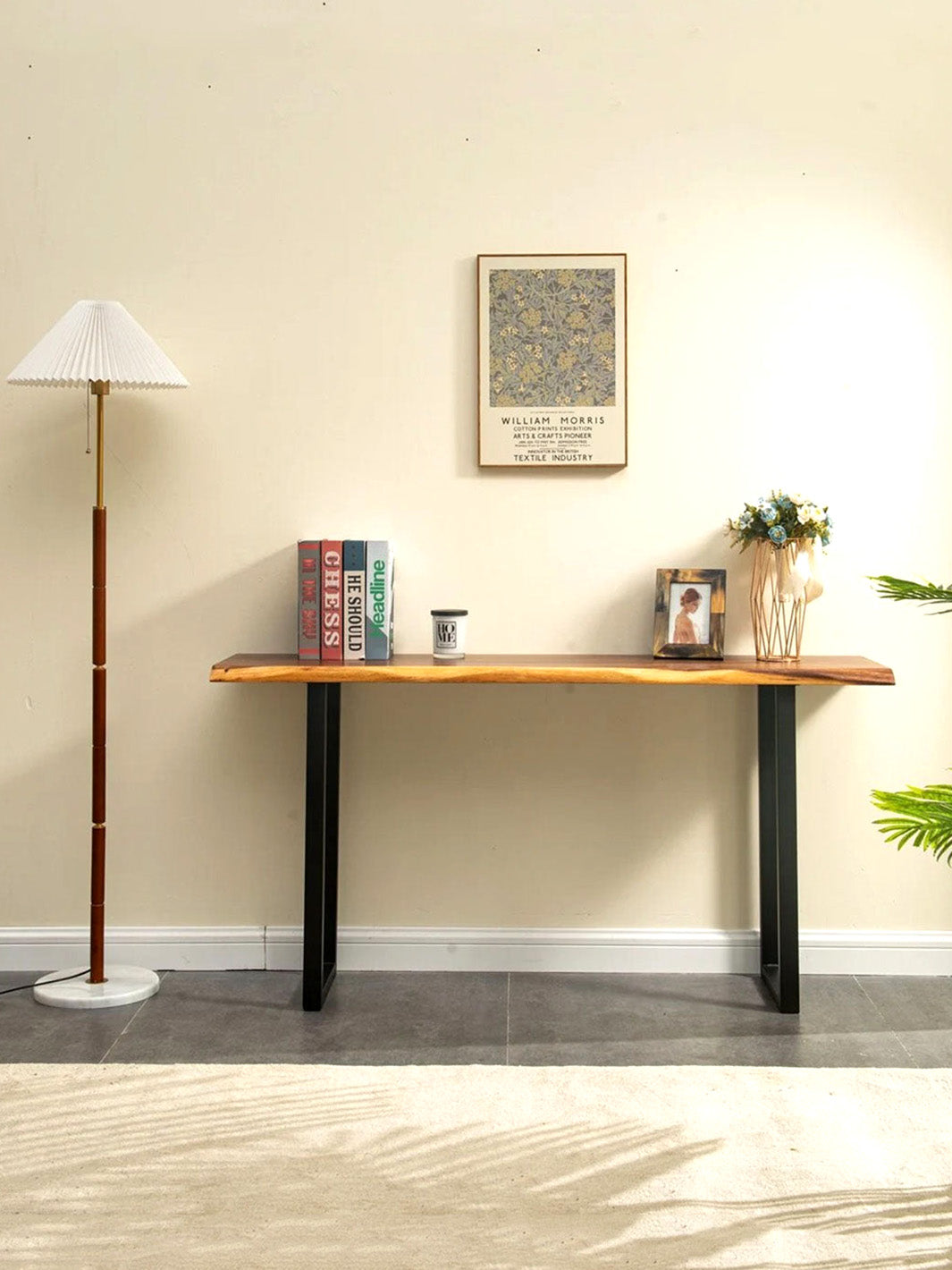 Modern Walnut and Black Wood Console Table with Drawers Riverside Tables RIV-0060-4