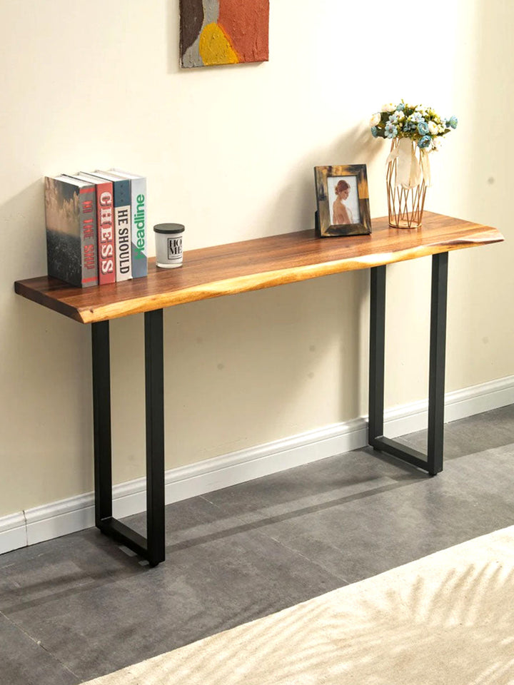 Modern Walnut and Black Wood Console Table with Drawers Riverside Tables RIV-0060-5