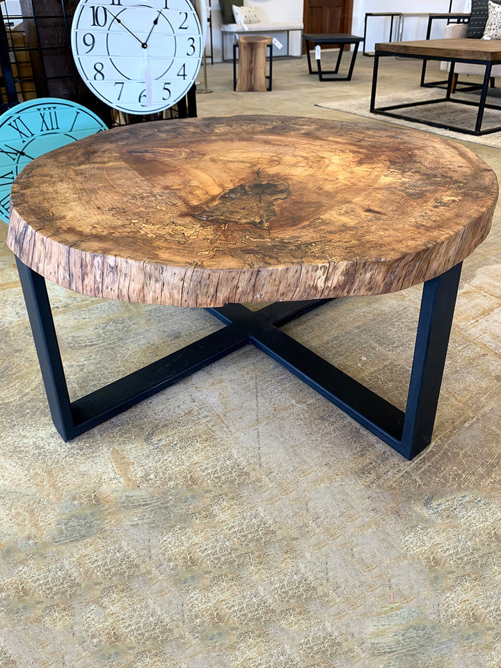 Spalted Sycamore Cookie Industrial Coffee Table