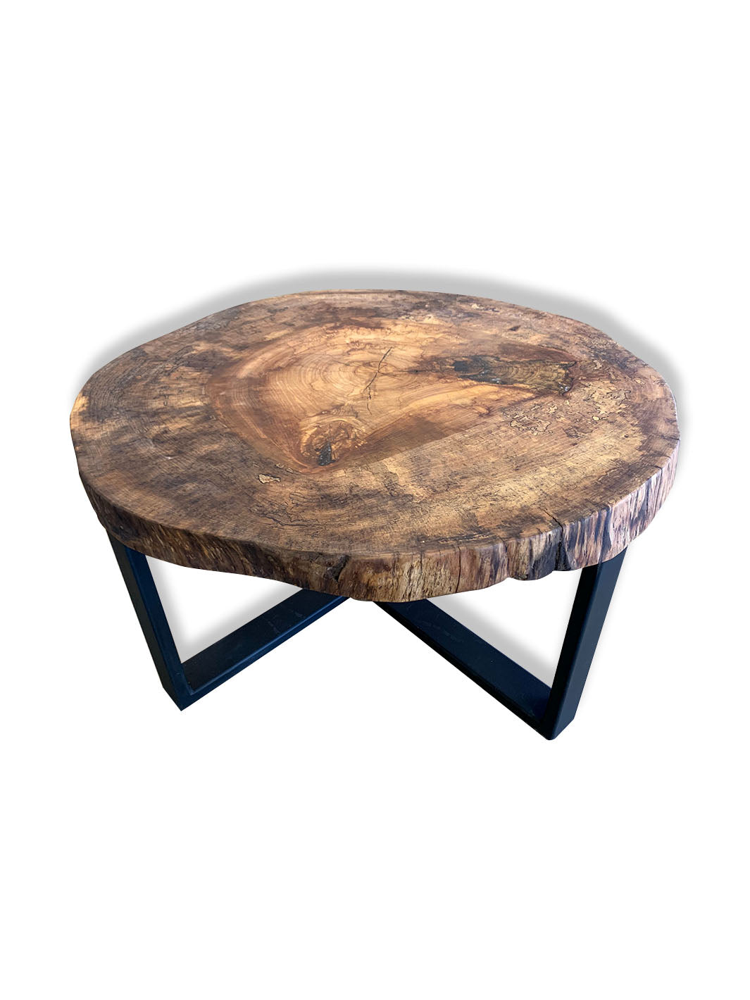 Spalted Sycamore Cookie Industrial Coffee Table