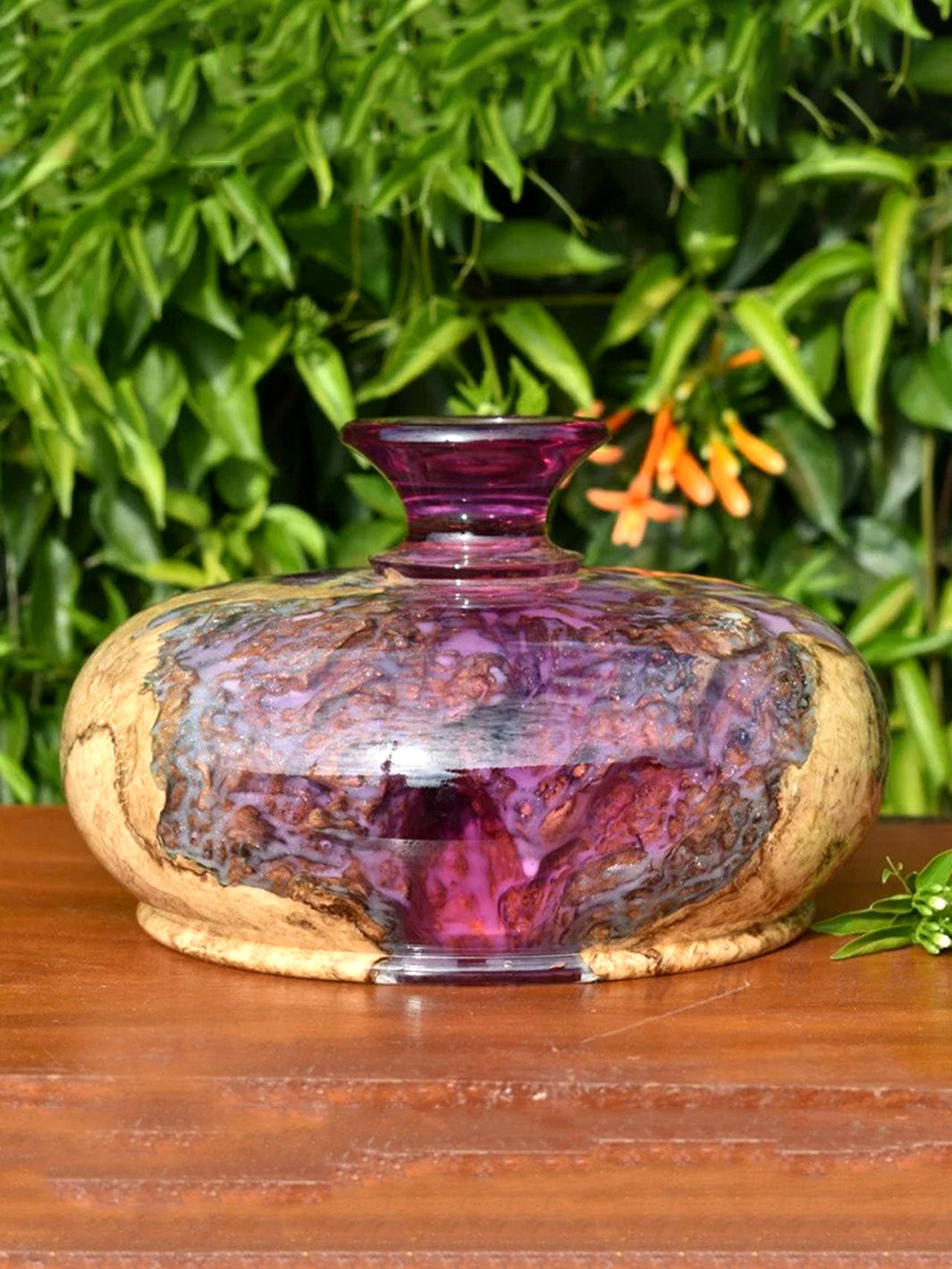 Handcrafted Decorative Feng Shui Wealth Vase | Financial Prosperity Vase Wood Resin Decor TWR-0042-2