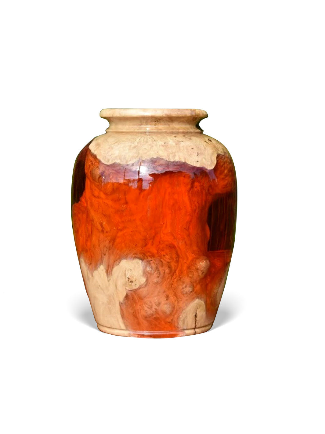 Handcrafted Epoxy Resin Decorative Short Neck Rich Vase | Feng Shui Vase Wood Resin Decor TWR-0210