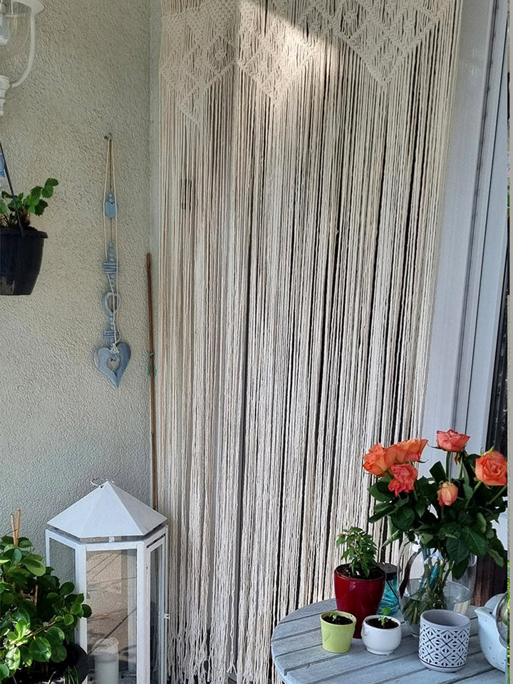 Handcrafted Macrame Boho Beaded Door Curtain WallKnot Curtains & Drapes WKN0100-3