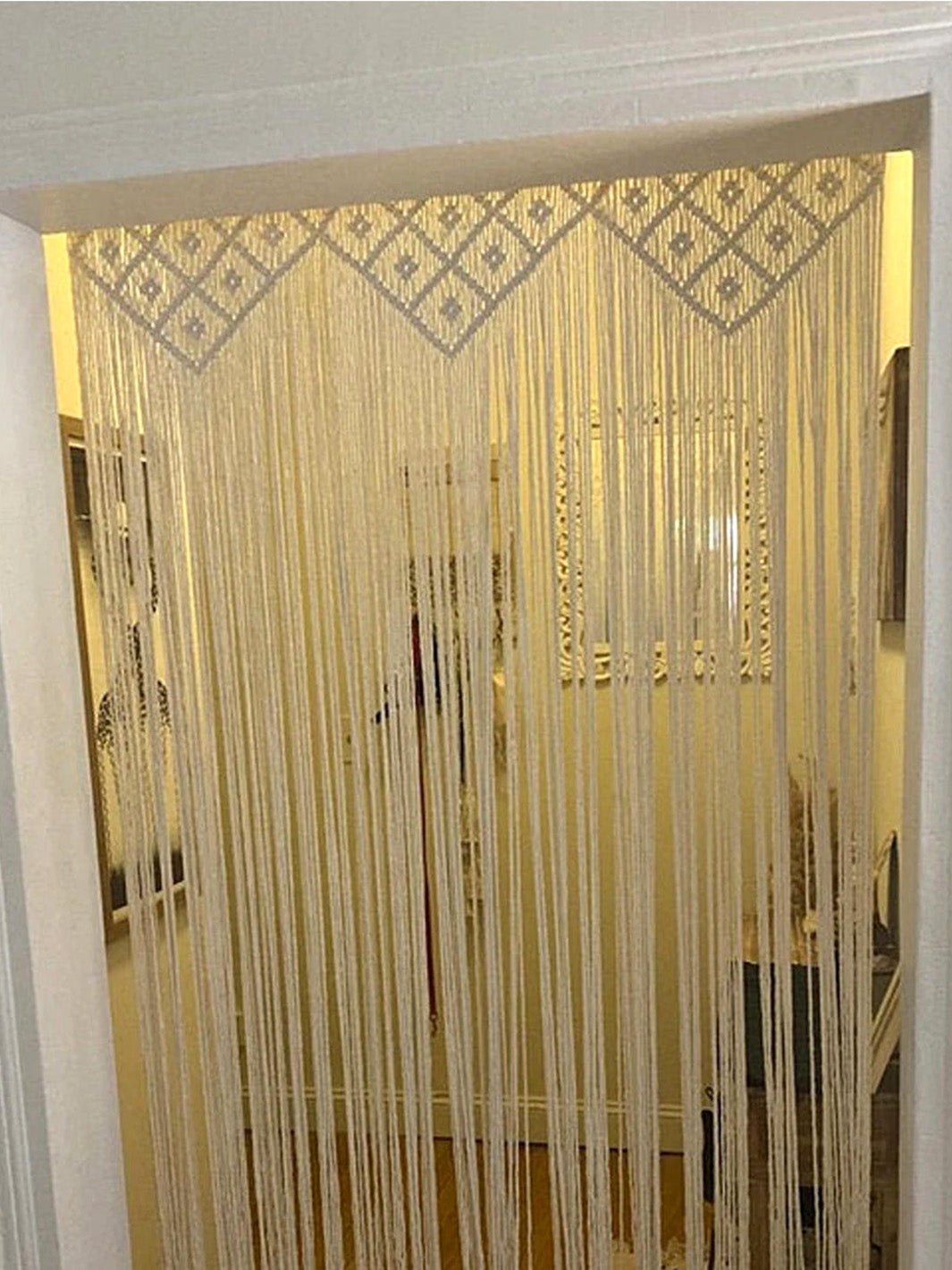 Handcrafted Macrame Boho Beaded Kitchen Door Curtain WallKnot Curtains & Drapes WKN0131-6