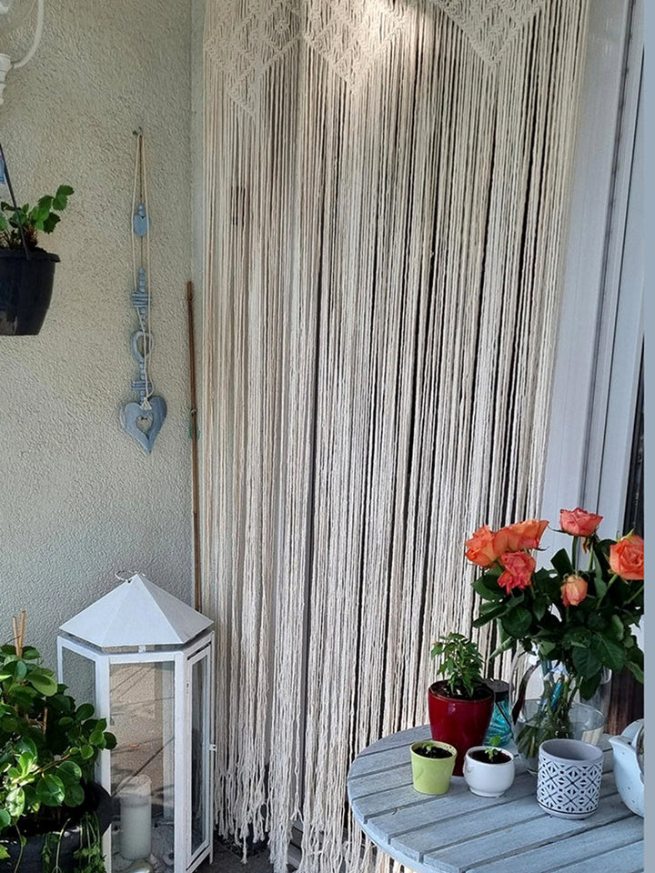 Handcrafted Macrame Boho Beaded Kitchen Door Curtain WallKnot Curtains & Drapes WKN0131-7