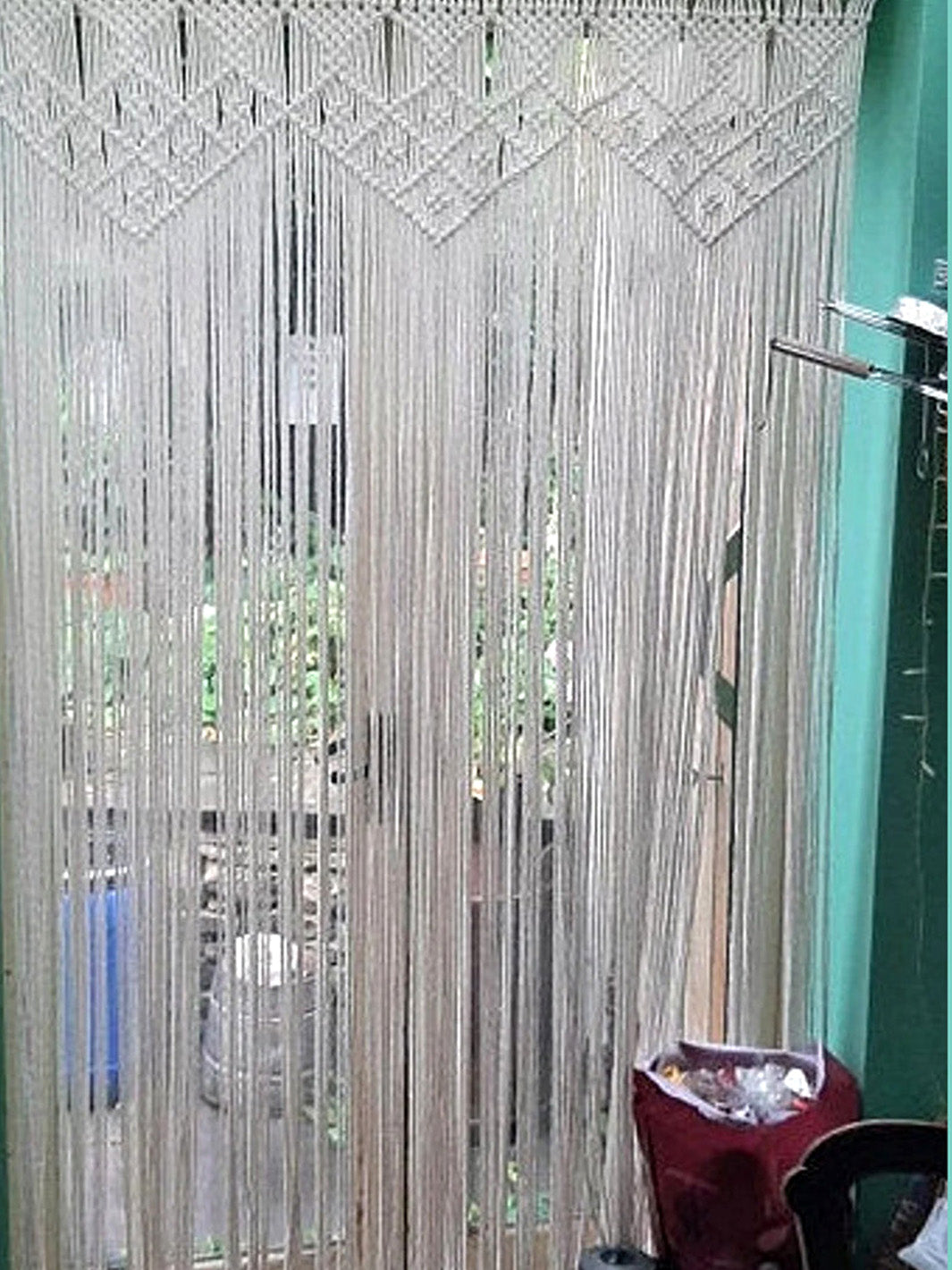 Handcrafted Macrame Boho Beaded Kitchen Door Curtain WallKnot Curtains & Drapes WKN0131-8
