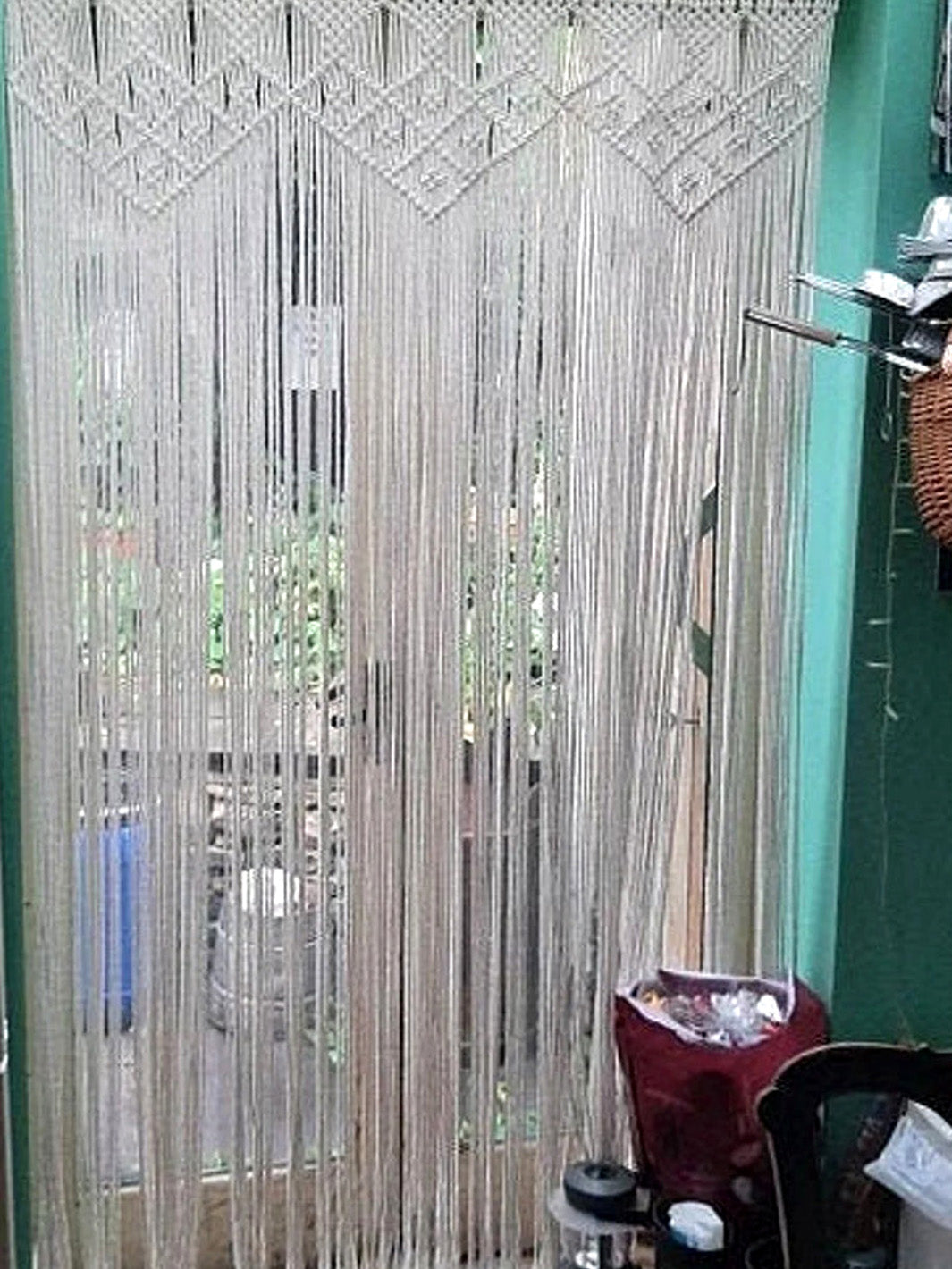 Handcrafted Macrame Boho Beaded Kitchen Door Curtain WallKnot Curtains & Drapes WKN0131-9