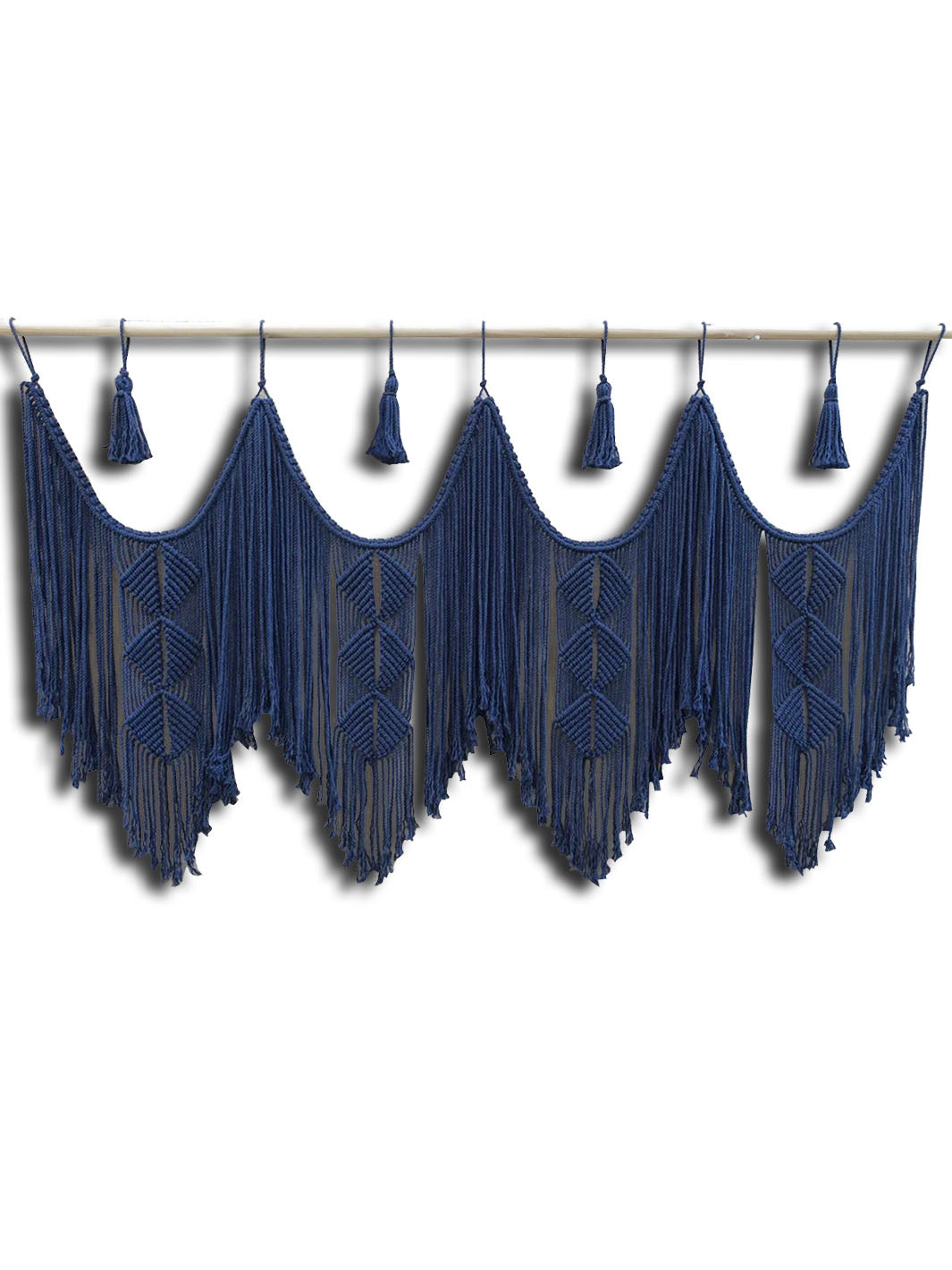 Handcrafted Navy Blue Macrame Boho Wall Hanging Headboard Decoration WallKnot Curtains & Drapes WKN0144