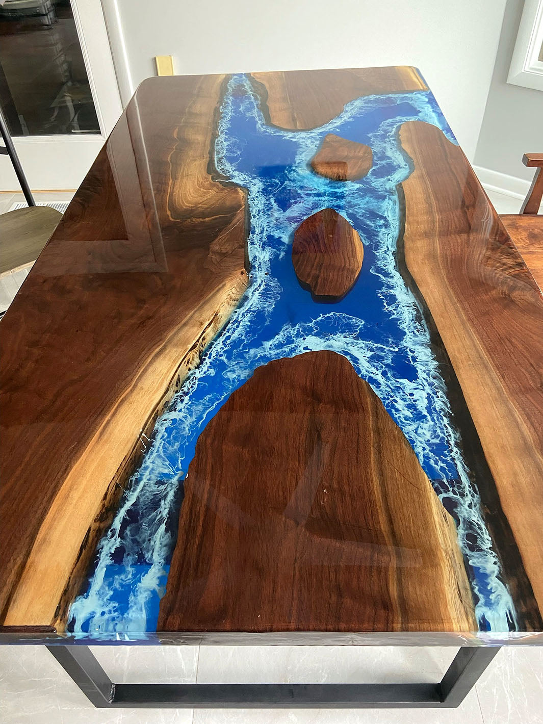 Epoxy Ocean Table / 36 x 70 Walnut