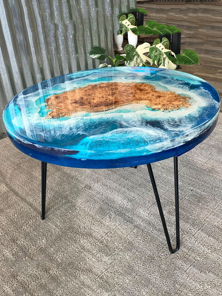 Round Ocean Epoxy Resin Coffee Table