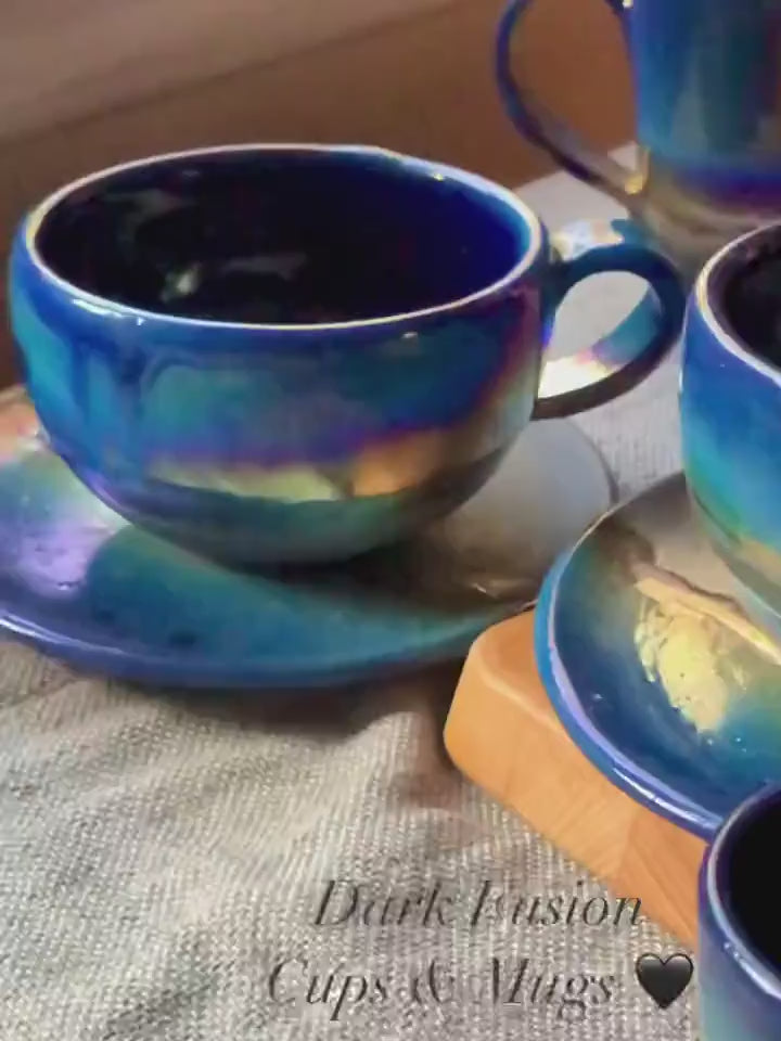 Artistic Handcrafted Dark Fusion Ceramic Cappuccino Cup Deco Cups