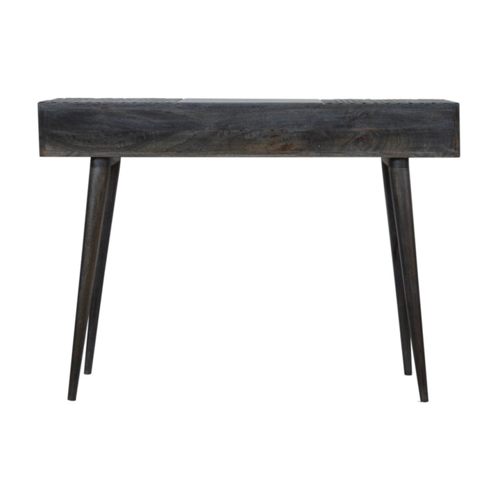 Artisan Furniture Ash Black 3 Drawer Console Table - Hand Carved Top | SKU IN1047 Drawer Slides Artisan Furniture   