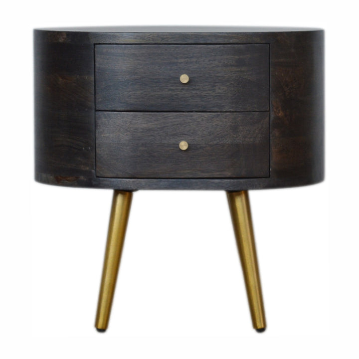Artisan Furniture Ash Black Bedside Table with Brass Legs - 100% Solid Mango Wood | SKU IN1242 Drawer & Shelf Liners Artisan Furniture   