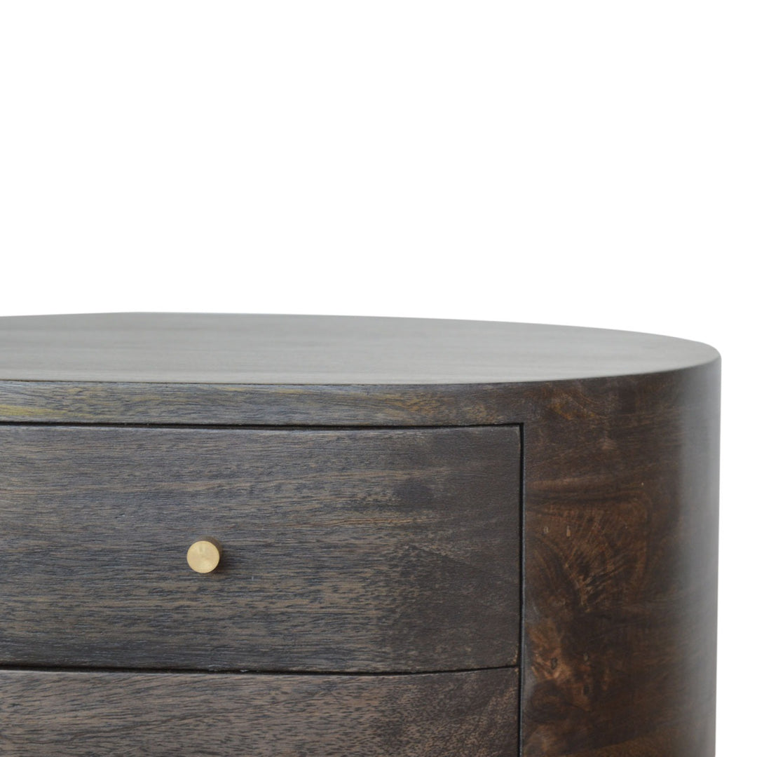 Artisan Furniture Ash Black Bedside Table with Brass Legs - 100% Solid Mango Wood | SKU IN1242 Drawer & Shelf Liners Artisan Furniture   