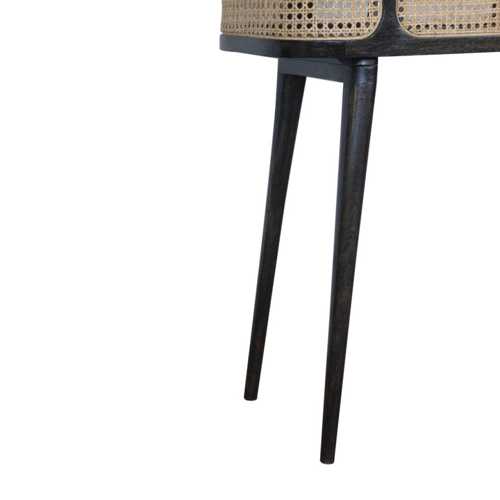 Artisan Furniture Ash Black Rattan Tray Table - 100% Solid Mango Wood Side Table with Hand-Woven Rattan Finish | SKU IN1322 End Tables Artisan Furniture   