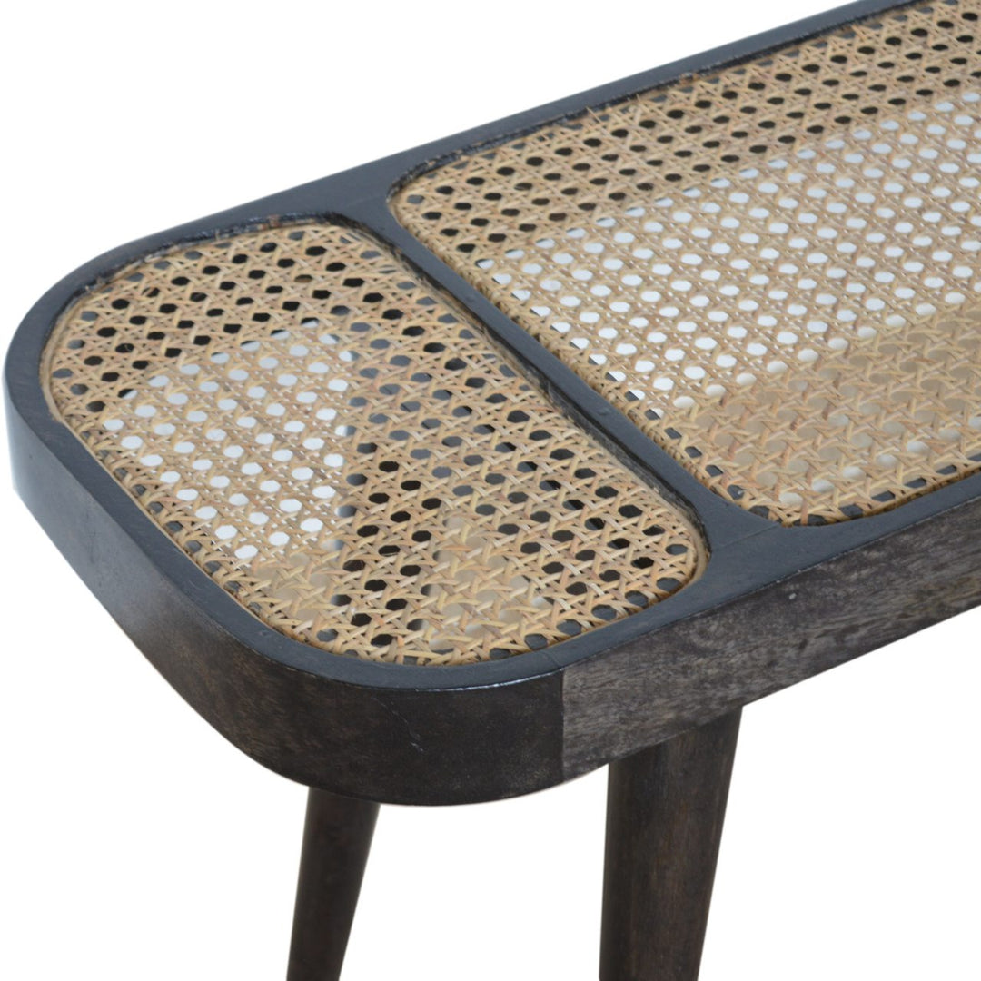 Artisan Furniture Ash Black Rattan Bench - Solid Mango Wood Framed Bench with Hand-Woven Rattan Top | SKU IN1325 Benches Artisan Furniture   