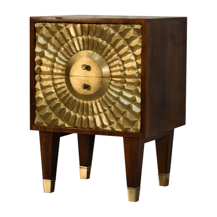 Eden Wooden Bedside w/ Carved Pattern Nightstands Artisan Furniture   
