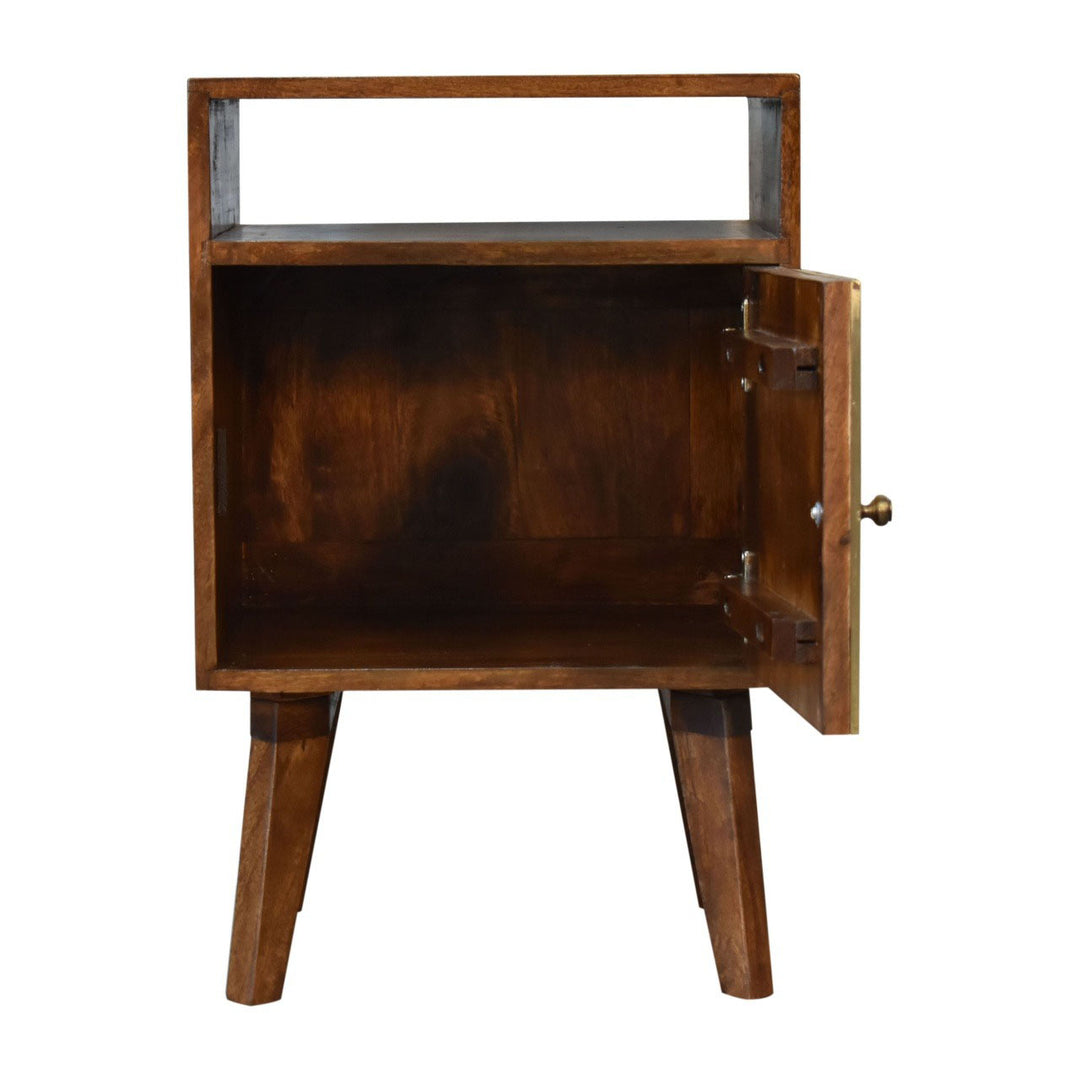 Zen Wooden Bedside w/ Dotted Pattern Cabinets & Storage Artisan Furniture   