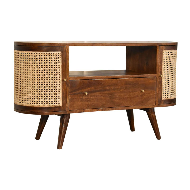 Chestnut Woven Media Unit w/ Nordic Style Legs Entertainment Centers & TV Stands Artisan Furniture   