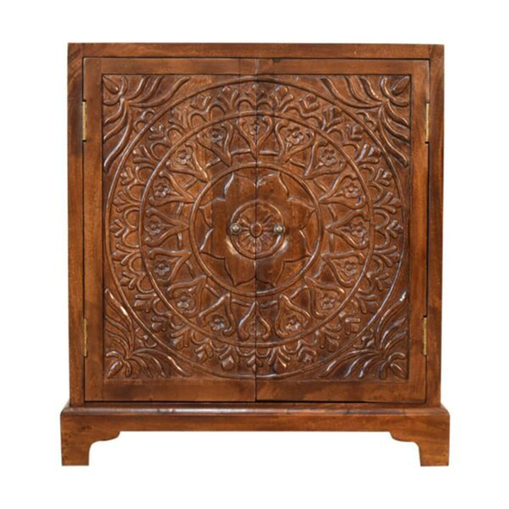 Tova Wooden Cabinet w/ Patterned Surface Cabinets & Storage Artisan Furniture   