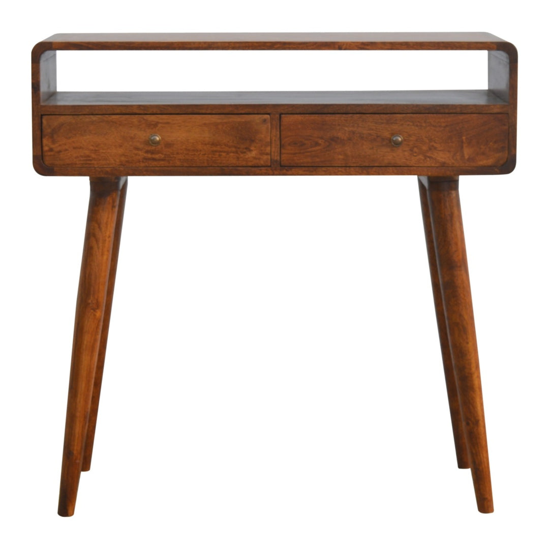 Curved Chestnut Console Table Tables Artisan Furniture   