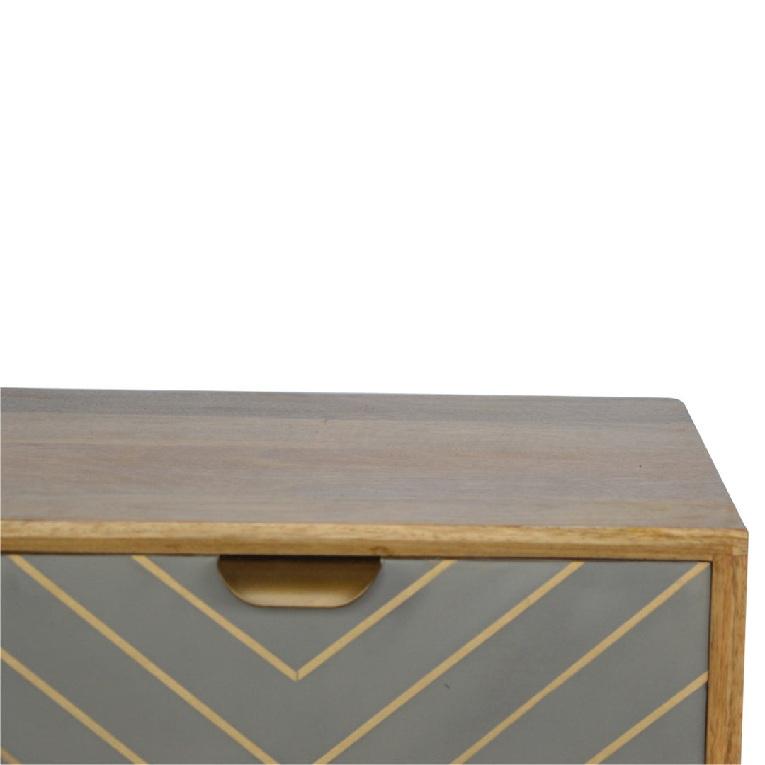 Sleek Cement Brass Inlay Nightstand with Open Slot Nightstands Artisan Furniture   