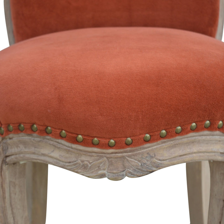 Artisan Furniture Brick Red Velvet Studded Chair - 100% Solid Mango Wood Accent Chair | SKU762 Chairs Artisan Furniture   