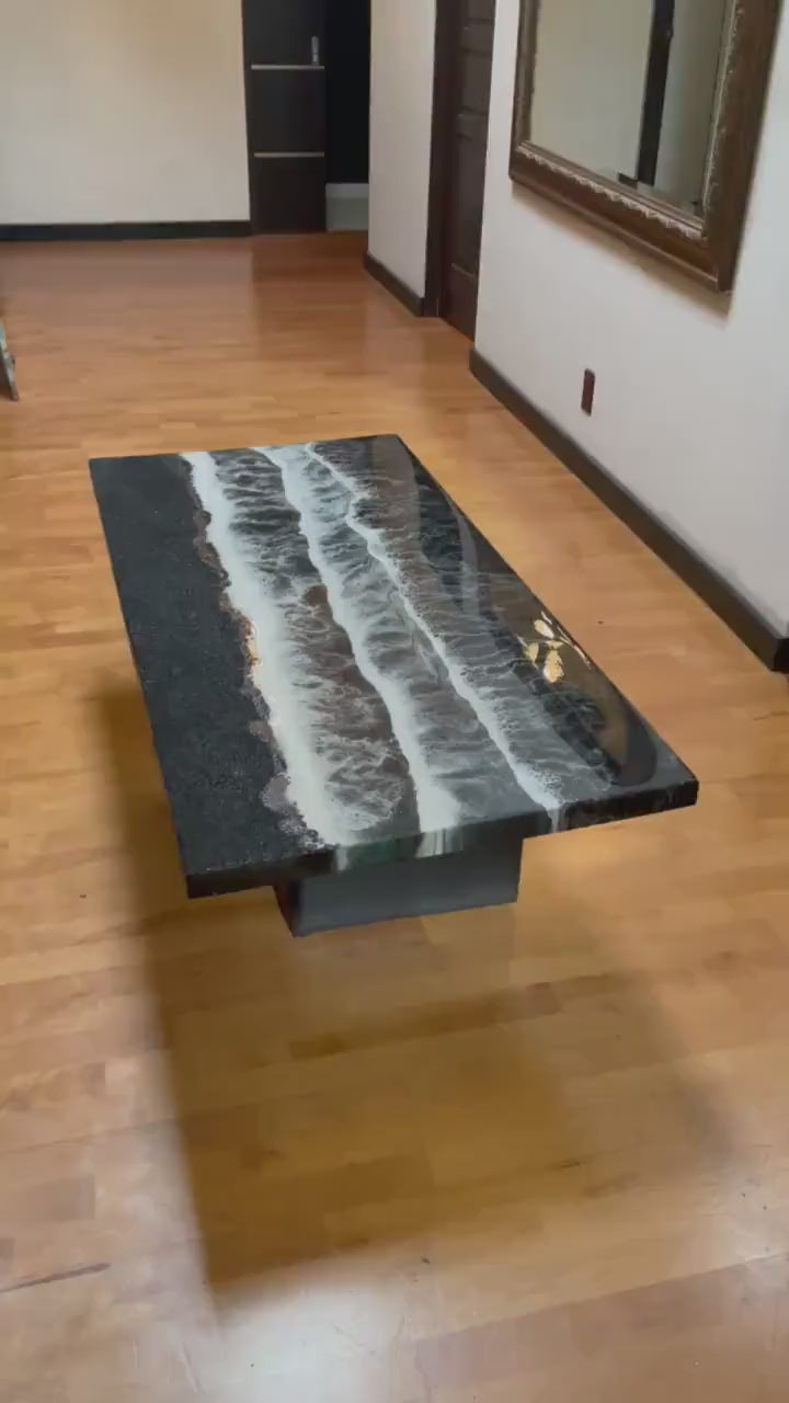 48”Lx24”W Handcrafted Elongated Epoxy Resin Coffee Table Video View