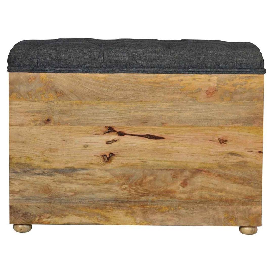 Artisan Furniture Black Tweed 6 Slot Shoe Storage Bench - 100% Solid Mango Wood Shoe Storage Bench with Cushion Top | SKU IN014 Benches Artisan Furniture   