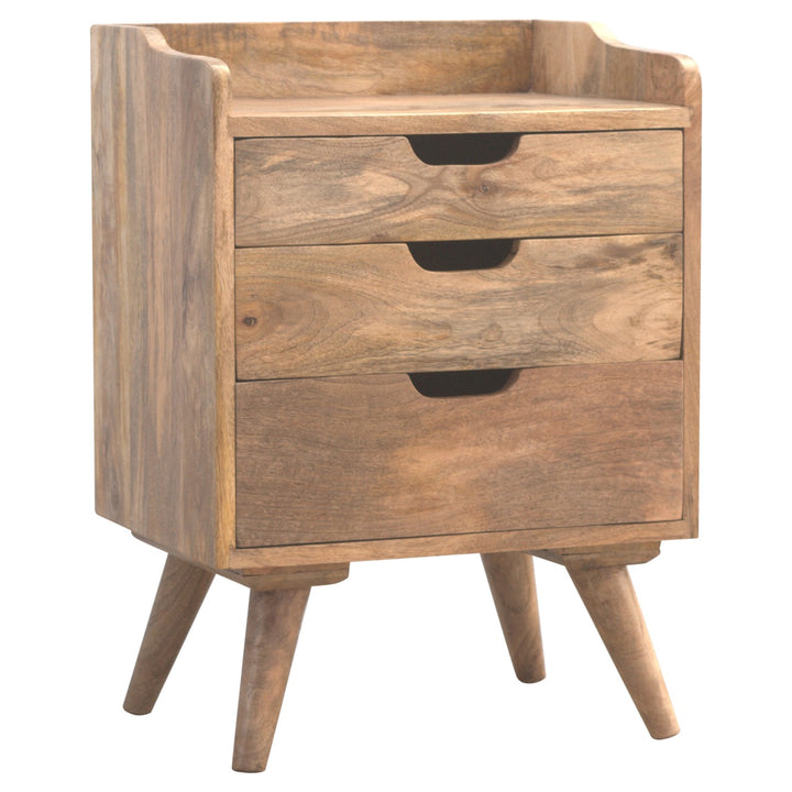 Gallery Back Nightstand with 3 Drawers Nightstands Artisan Furniture   