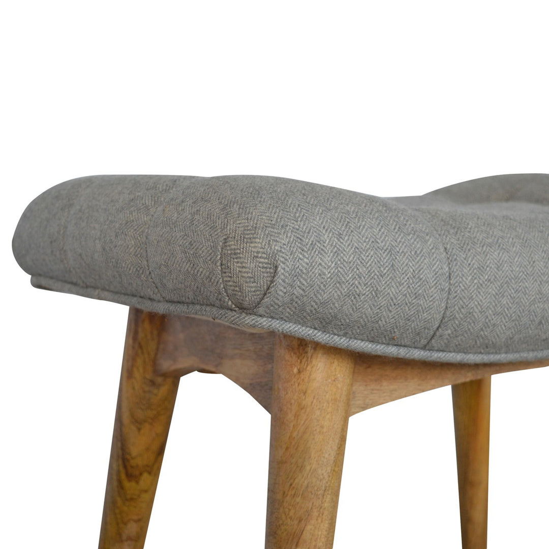 Curved Grey Tweed Bench Benches Artisan Furniture   