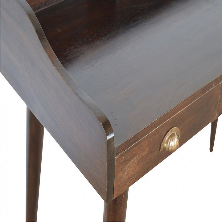 Walnut Gallery Back Nordic Writing Desk with 3 Drawers Desks Artisan Furniture   