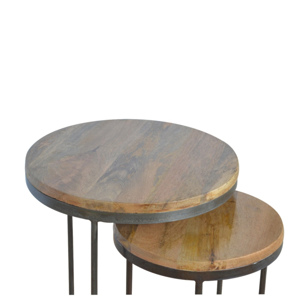 Round Stool Set of 2 with Iron Base Folding Chairs & Stools Artisan Furniture   