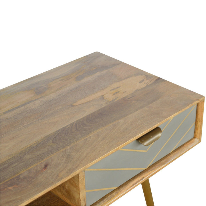 Sleek Cement Brass Inlay Writing Desk Desks Artisan Furniture   