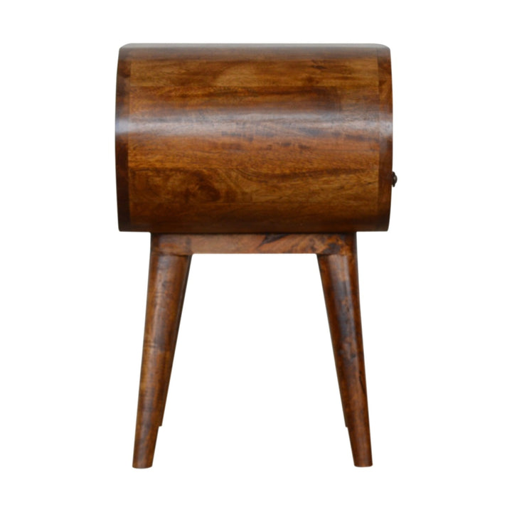 Chestnut Circular Nightstand with Open Slot - 100% Solid Mango Wood Bedside Table Nightstands Artisan Furniture   