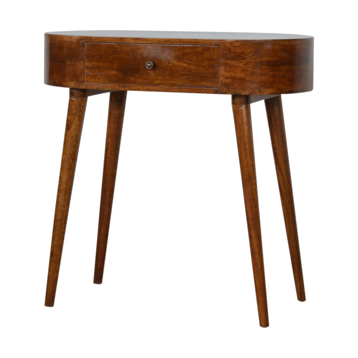 Chestnut Rounded Small Console Table - 100% Solid Mango Wood Accent Table Tables Artisan Furniture   