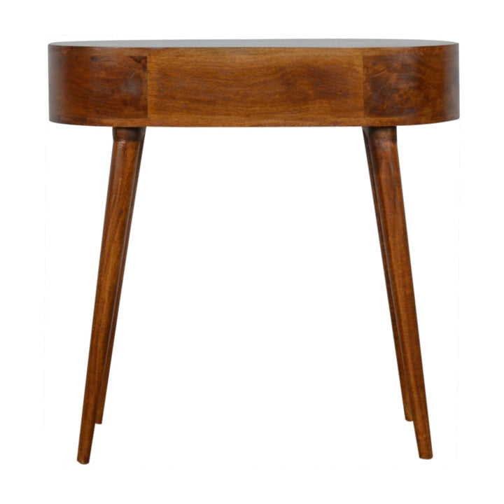 Chestnut Rounded Small Console Table - 100% Solid Mango Wood Accent Table Tables Artisan Furniture   