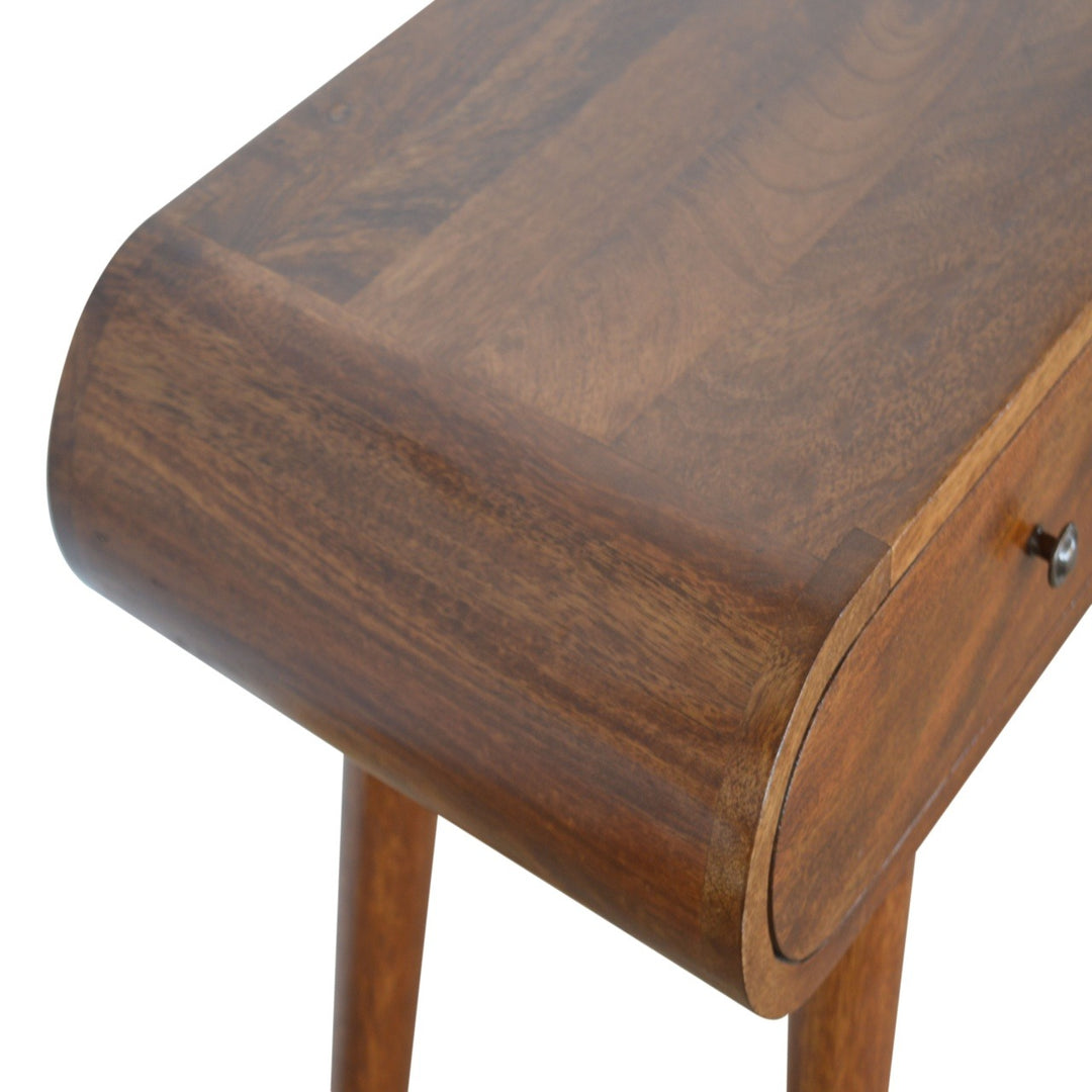 Chestnut Curved Edge Console Table - 100% Solid Mango Wood Accent Table Console Tables Artisan Furniture   