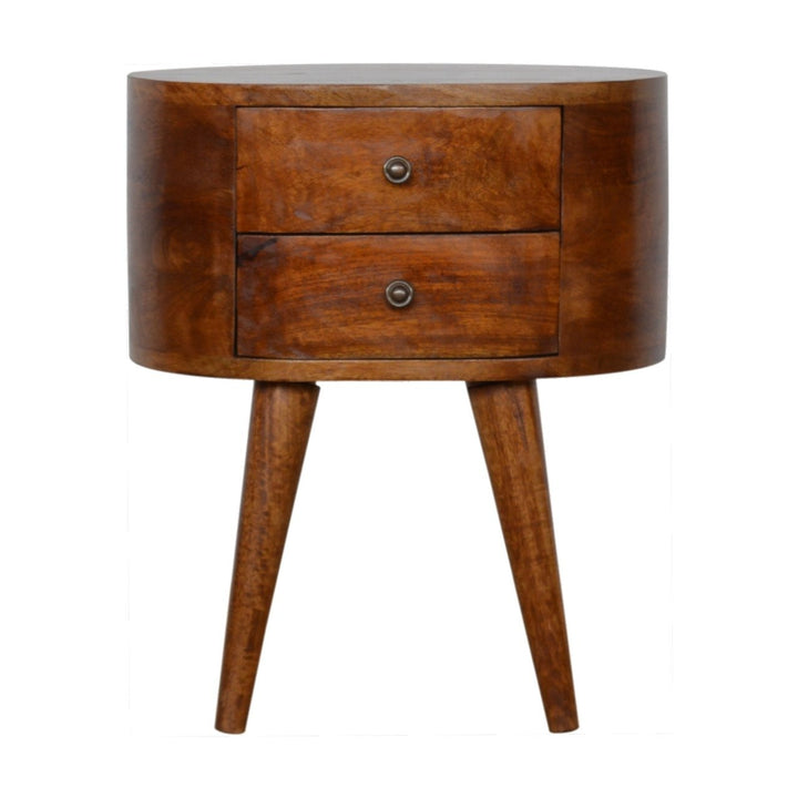 Chestnut Rounded Nightstand - 100% Solid Mango Wood End Table Nightstands Artisan Furniture   