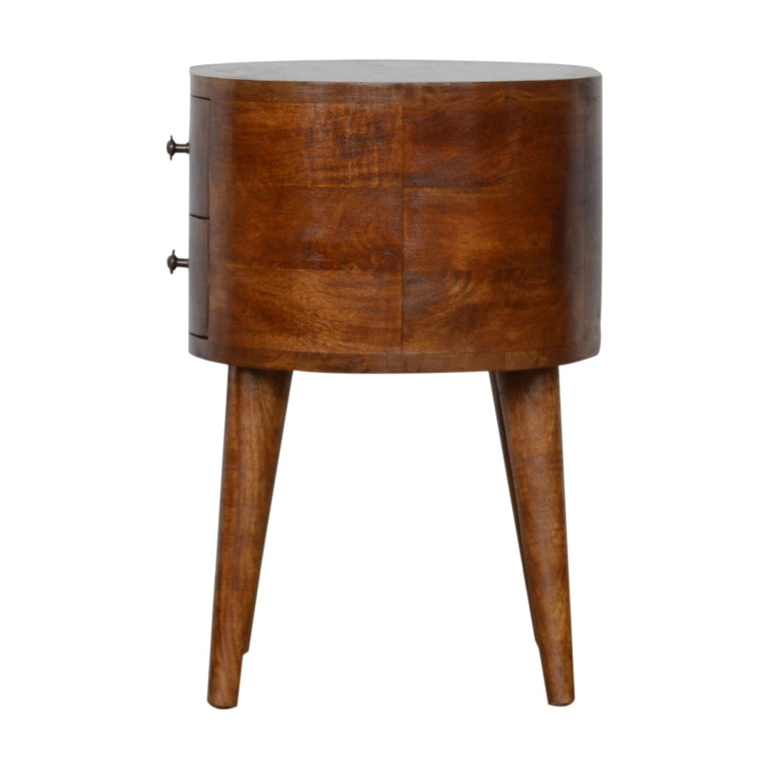 Chestnut Rounded Nightstand - 100% Solid Mango Wood End Table Nightstands Artisan Furniture   